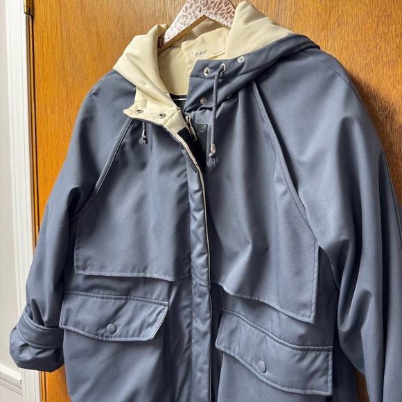 Nap Loungewear Hooded Drawstring Duck Down Filled Parka Coat Hazel Blue Large L - Picture 6 of 16